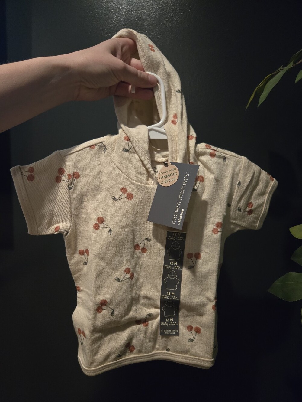 Modern Moments Cherry Hooded Tee NWT 12 Months